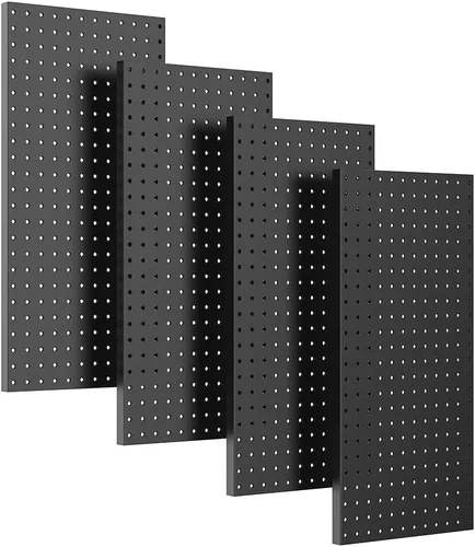 Ultrawall 4 piezas de paneles de pared de tablero de clavijas de metal, tableros de clavijas para almacenamiento de herramientas de garaje Negro