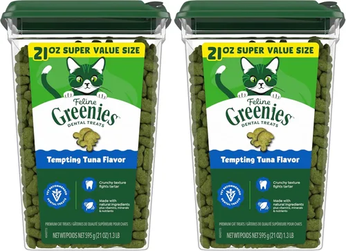 Miniatura 11 de Greenies Golosinas dentales naturales para gatos adultos recomendadas por veterinarios felinos, tentador sabor a atún, tubo de 9.75 oz
