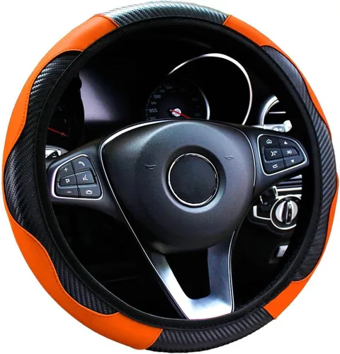 Miniatura 8 de Funda de cuero de fibra de carbono ultra fina para volante, antideslizante y protección solar que protege el volante, fácil de instalar, universal