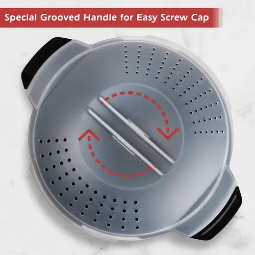 Miniatura 6 de Utensilios de cocina profesionales grandes para microondas de 2 cuartos, vaporera de microondas para verduras, cocinador para microondas - sin BPA