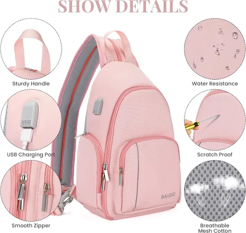 Miniatura 7 de BAIGIO - Bolso cruzado para cámara pequeño, mochila para cámara para fotógrafos, bolso cruzado para cámara impermeable, mochila de viaje para cámara