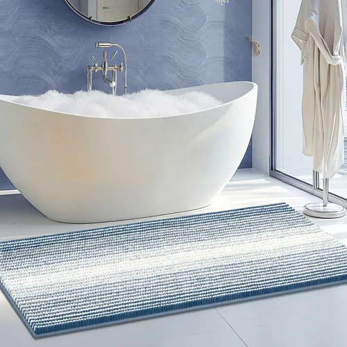 Miniatura 70 de Juegos de Alfombras y Tapetes para Baño, Juego de Alfombra de Baño de Felpilla Gruesa Absorbente de 2 Piezas Antideslizante, Tapetes Suaves