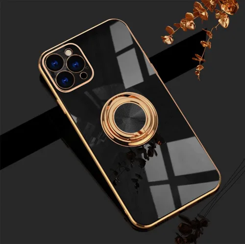 Miniatura 86 de Compatible con iPhone 11 Kickstand, anillo de rotación de 360 grados integrado con borde de oro rosa brillante que funciona con soporte magnético