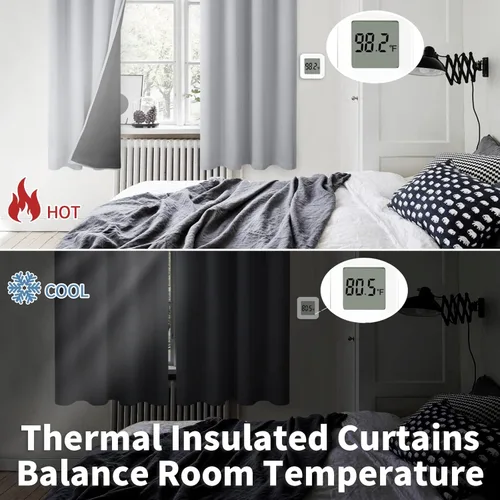 Miniatura 4 de BGment - Cortinas con aislamiento térmico para habitación, 100 % opacas, con forro negro, cortina de doble capa con ojales, reduce el ruido