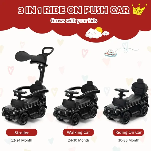 Miniatura 2 de Costzon Coche de empuje para niños pequeños, 3 en 1 Mercedes Benz Cochecito deslizante para caminar con toldo, asa, barandilla de apoyabrazos