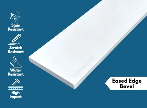 Miniatura 14 de Umbral de Mármol Artificial Súper Blanco para Bordillo de Ducha, Protector contra Salpicaduras de Tocador de Baño, Alféizar de Ventana, Transiciones