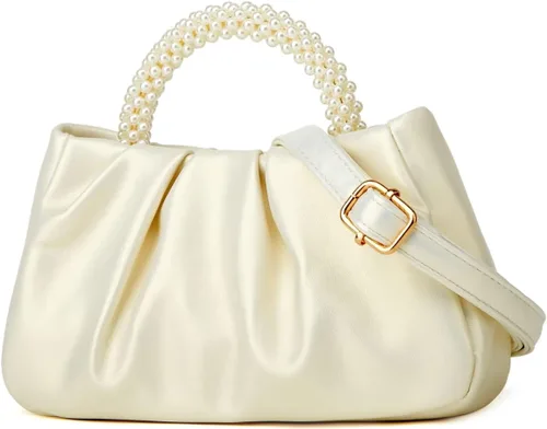 Miniatura 2 de Bolso de noche para mujer, con perlas, elegante, fruncido, para noche, hobo, bolso cruzado para boda, fiesta, baile de graduación 2023