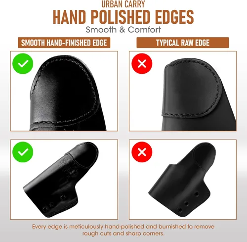 Miniatura 3 de Urban Carry LockLeather IWB Funda - Diseño híbrido seguro y cómodo de cuero/polímero para una ocultación óptima Opciones para mano izquierda