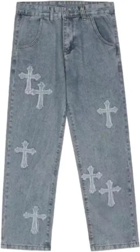 Miniatura 6 de KCLOT Jeans rectos estilo hip hop para hombre, de pierna ancha, estilo de los años 90