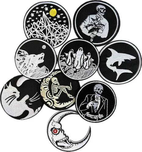 Miniatura 16 de Parches bordados oscuros con aplicación para planchar para mochilas, parches de banda de rock para chaquetas, parche genial para coser en ropa