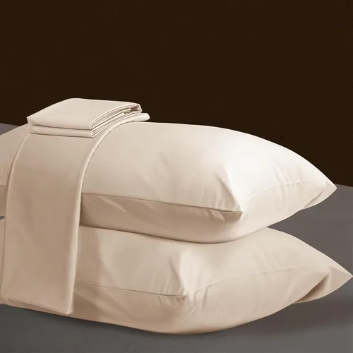 Miniatura 8 de Juego de 2 fundas de almohada de algodón de 1000 hilos tamaño estándar, 100% algodón egipcio tejido satinado, fundas de almohada con cierre de Beige