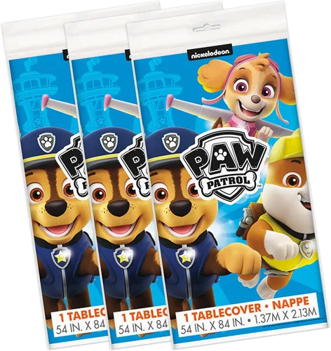 Miniatura 2 de Unique Paw Patrol - Decoraciones de cumpleaños – Mantel rectangular de plástico (paquete de 3) y calcomanía