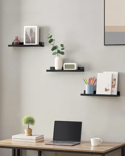 Miniatura 4 de SONGMICS CUSTOS Collection - Estantes flotantes, juego de 3 estantes de pared, 15 pulgadas de ancho, para marcos de fotos y baratijas, para sala