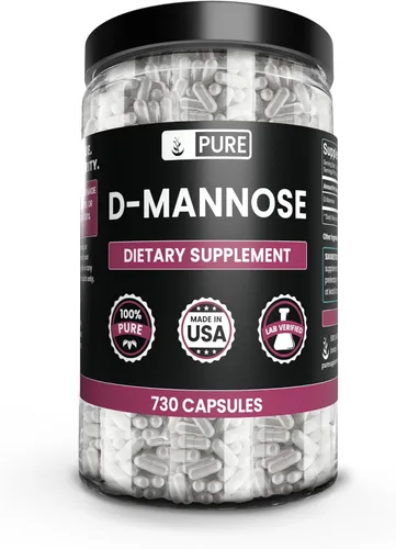 PURE ORIGINAL INGREDIENTS D-manosa (730 cápsulas) sin magnesio o rellenos de arroz, siempre puro, verificado por laboratorio