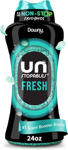 Downy Unstopables - Perlas potenciadoras de aroma para lavadora, aroma fresco, 24 onzas, perlas de lavandería para protección contra olores, perlas