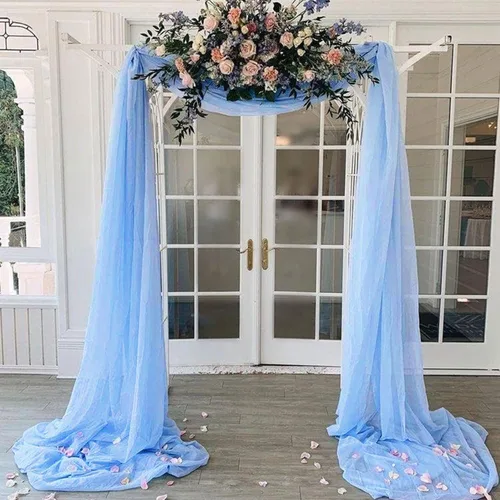 Miniatura 2 de FUHSY Tela de gasa para arco de boda de 20 pies, 1 panel, cortinas de telón de fondo transparente azul bebé para fiestas, bodas, cortinas de techo