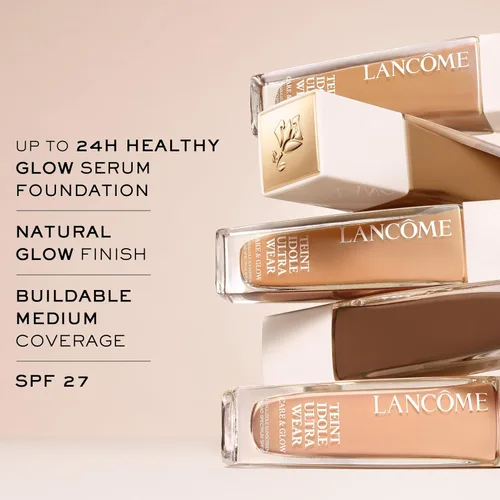 Miniatura 3 de Lancôme Teint Idole Ultra Wear Care & Glow Base de Larga Duración con SPF 27, Cobertura Media Construible Hidratante y Acabado Luminoso