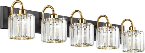 Miniatura 21 de Luz de tocador de baño dorada - Accesorio de luz de baño de cristal sobre espejo