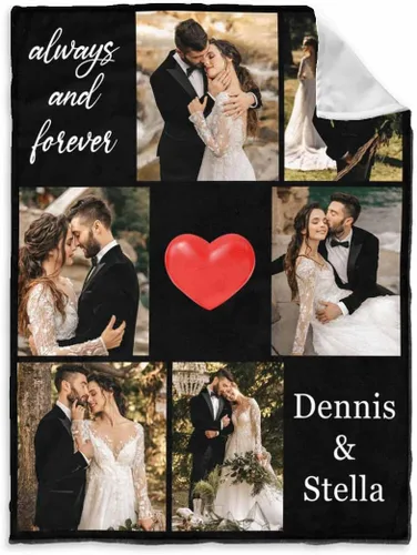 Miniatura 8 de InterestPrint Manta de fotos personalizada para pareja, novio, novia, manta personalizada de 6 fotos, manta personalizada de aniversario y boda