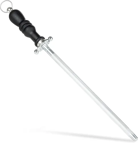 Miniatura 24 de Varilla afiladora de cuchillos, acero al carbono de 13 pulgadas para cuchillos de cocina, barra de afilado magnetizada profesional con chapado