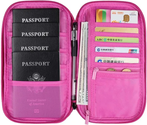 Miniatura 52 de VanFn Cartera RFID para pasaporte de viaje, soporte para pasaporte familiar, organizador de documentos de viaje serie P.Travel (nailon, gris)
