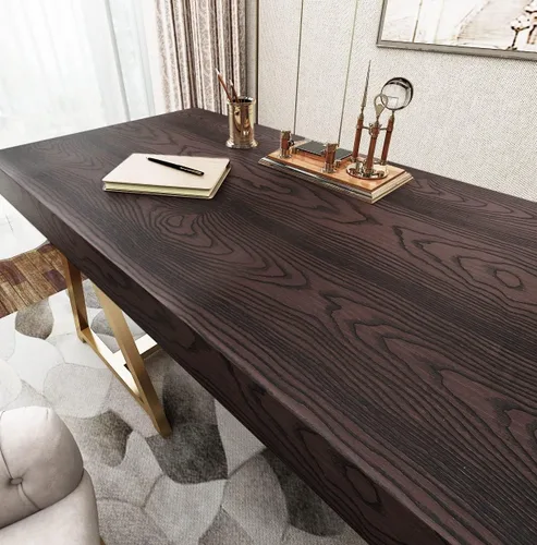 Miniatura 11 de Livelynine Papel de contacto de madera de roble oscuro para encimeras de escritorio, despegar y pegar, envoltura de vinilo de grano de madera