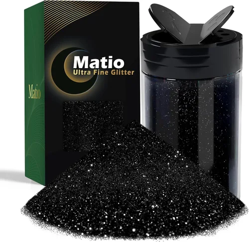 Matio Polvo de purpurina ultrafina, 7.8 onzas/7.76 oz de purpurina de resina artesanal, copos de lentejuelas metálicas de 1/128 pulgadas para vaso