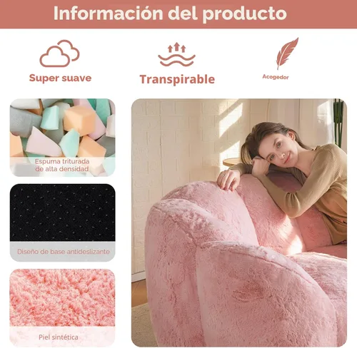 Miniatura 7 de MAXYOYO Puf para adultos, sofá puff en forma de floral, sofá de piel sintética ultrasuave, silla de lectura grande para sala de estar, dormitorio