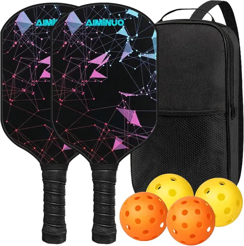 Miniatura 13 de Palas de pickleball de fibra de vidrio, juego de paletas de pickleball ligeras de 0.63 pulgadas para hombres, mujeres, niños, interiores y exteriores