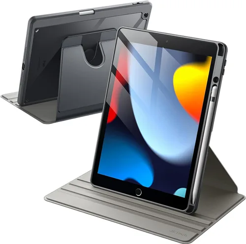 Miniatura 13 de JETech Funda giratoria para iPad 9/8/7 (10.2 pulgadas, modelo 2021/2020/2019, 9ª/8ª/7ª generación) con soporte para lápiz, rotación de 360 grados