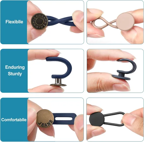 Miniatura 7 de KUNTAERY 12 extensores de cintura de pantalón para jeans, pantalones y faldas, extensores de botón ajustables sin coser, 1-1.8 pulgadas