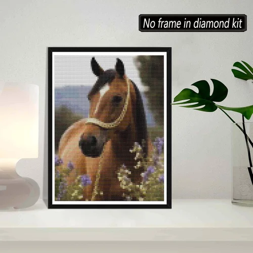 Miniatura 2 de SKRYUIE Pintura de diamantes 5D con diseño de flores moradas y caballos, kit de taladro completo por números, pintura pegada con diamantes
