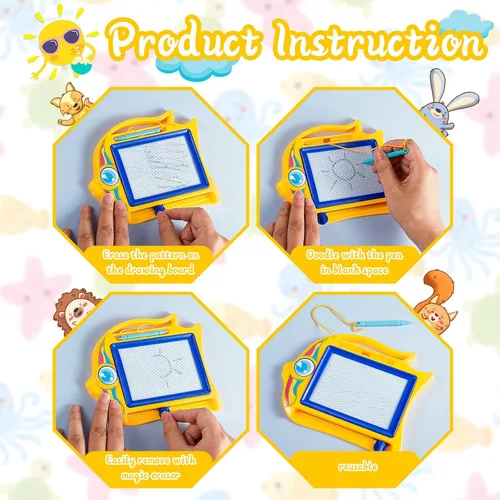 Miniatura 3 de 24 piezas de mini tablero magnético de dibujo para niños, tablero de garabatos borrable, bloc de escritura de bocetos colorido para recompensas