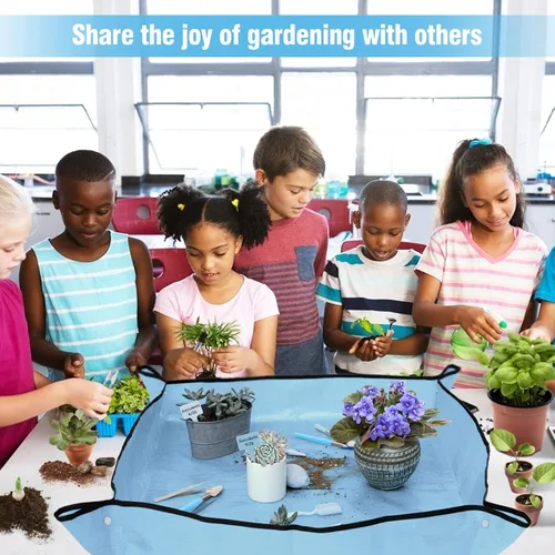 Miniatura 4 de Juego de 20 herramientas de jardinería pequeñas, regalos para mujeres principiantes, juego de herramientas de mano de jardín para trasplante de Azul