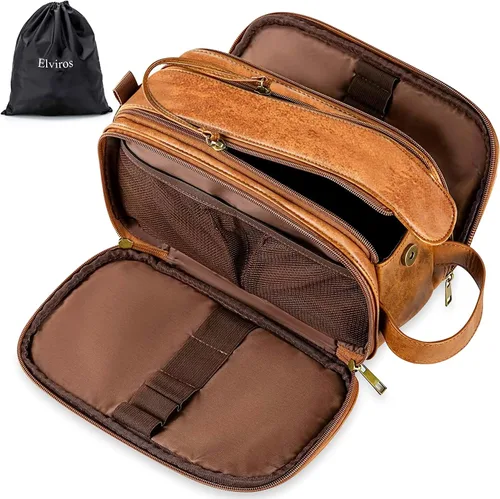 Miniatura 20 de Elviros - Bolsa de aseo de viaje para hombre, gran kit de afeitado Dopp resistente al agua, organizador de artículos de baño, bolsas cosméticas