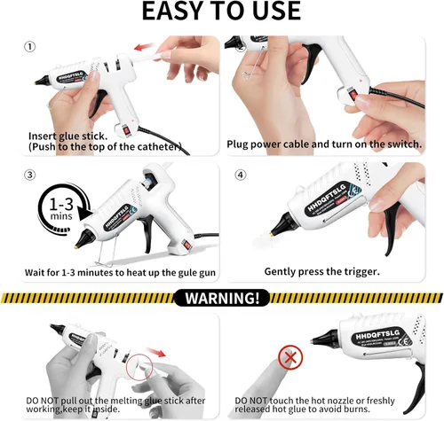 Miniatura 5 de Pistola de pegamento caliente de tamaño completo, pistola de pegamento de 60/120 W con 30 barras de pegamento, cable de alimentación extra largo