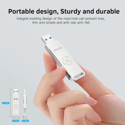 Miniatura 6 de iDiskk Unidad flash de 128 GB y 500 MB/s Photo Stick para USB C iPad/iPhone/MacBook, portátiles, teléfonos Android, fotos y videos de copia