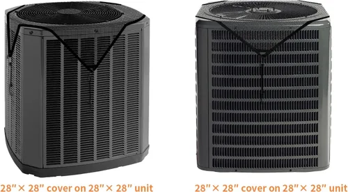Miniatura 5 de Cubierta de aire acondicionado de 28 x 28 pulgadas, cubierta de malla superior para unidad exterior con cuerdas elásticas, cubierta de malla