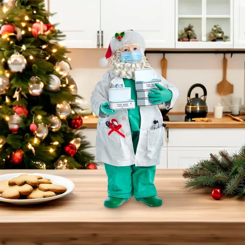 Miniatura 2 de Kurt Adler FA0144 - Caja de pañuelos de tela de Papá Noel, de 10.5 pulgadas, multicolor