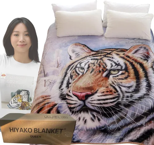 Hiyoko - Manta con estampado de tigre - Afelpado vellón cálido y grueso para un invierno acogedor - Manta de visón coreano tipo cobijas mexicanas