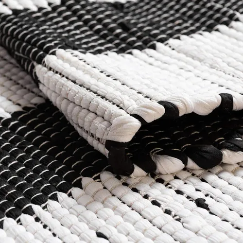 Miniatura 4 de Unique Loom Chindi Jute Collection - Alfombra de área (2 pies 2 pulgadas x 6 pies 1 pulgada, blanco y negro/negro)