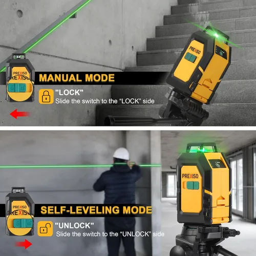 Miniatura 4 de PREXISO Nivel láser de 360° con trípode, láser de línea cruzada autonivelante de 100 pies, línea horizontal verde para construcción, baldosas