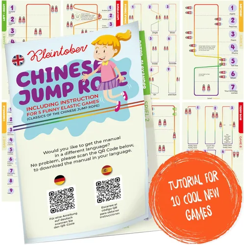 Miniatura 7 de Kleintober Cuerda de Saltar China Goma para Torcer Gummitwist Juguetes para Interior y Exterior Cuerda Elástica para Niños