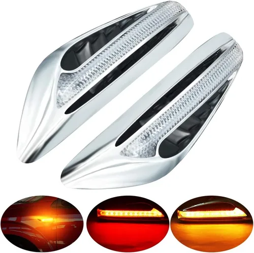 Luces LED de posición laterales en forma de hoja, luces de conducción de doble color (blanco y amarillo/ámbar) para motocicletas, paquete de 2