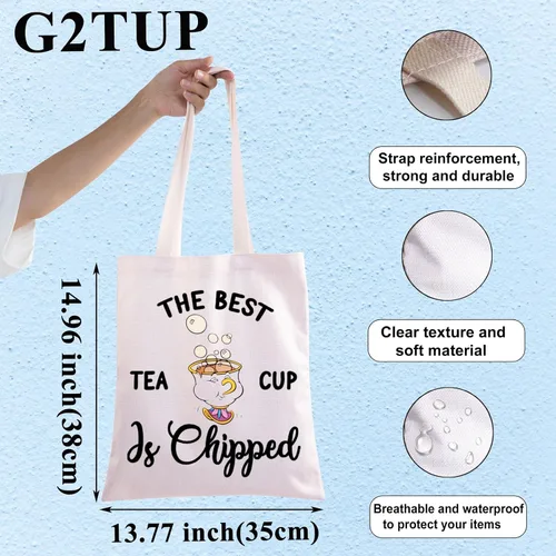 Miniatura 4 de G2TUP Chip and Mrs Potts Shoulder Bag Tea Party Tote The Best Teacup Is Chipped Belle Inspired Canvas Bag