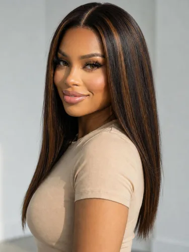 Miniatura 30 de KLAIYI Peluca de cabello humano con encaje frontal precortada 7x5, corte Bob en capas, corte romo, cordón sin pegamento, peluca predepilada