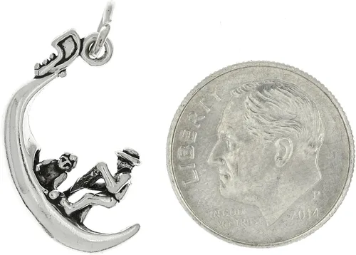 Miniatura 2 de LGU Abalorio de plata de ley oxidada 3D italiana veneciana góndola veneciana