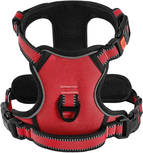 Miniatura 7 de Adjustable Reflective Nylon Dog Harness Vest No Pull Soft & Air-Permeable Pet Harness for Small & Large Dogs(Black,S)
