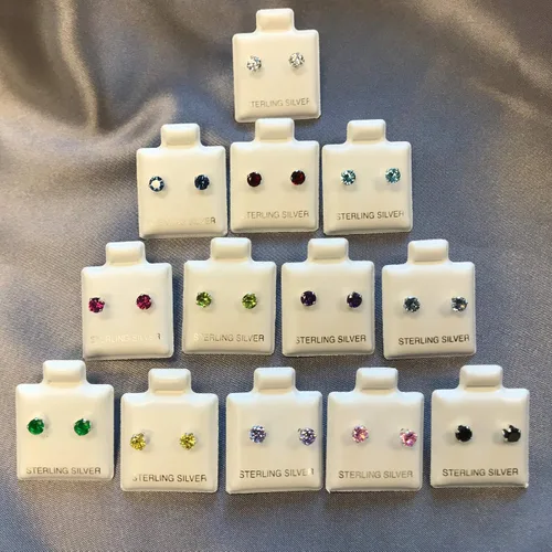 Miniatura 7 de 4mm Round Cubic Zirconia Post Back 925 Sterling Silver CZ Stud Earrings for Women Sets