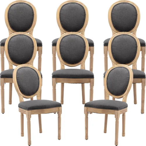 Miniatura 49 de Juego de 2 sillas de comedor de campo francés, sillas de comedor de madera de granja beige, silla de comedor con respaldo tejido con cojín tapizado